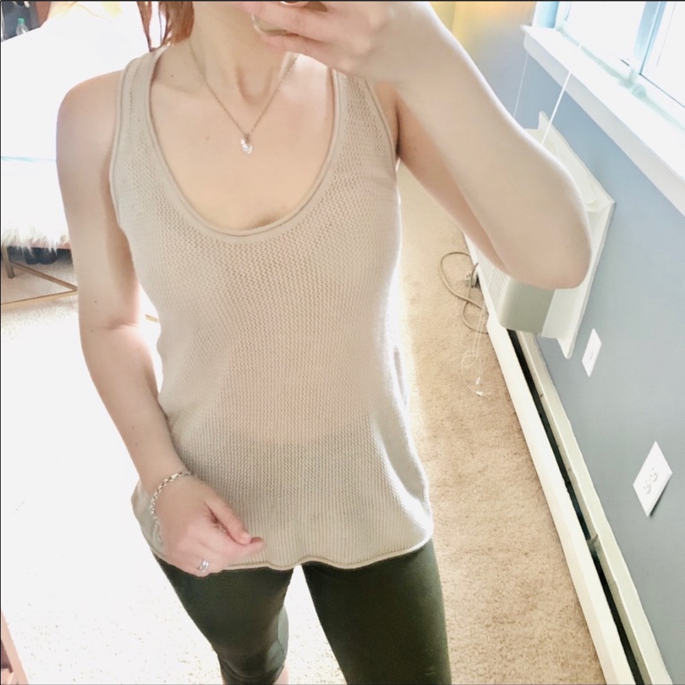 Joie tan knit mesh tank top
